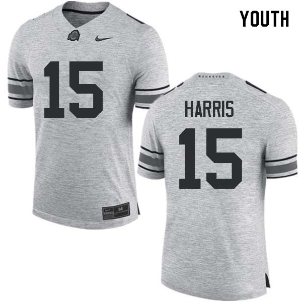 Ohio State Buckeyes #15 Jaylen Harris Youth Stitch Jersey Gray OSU42314